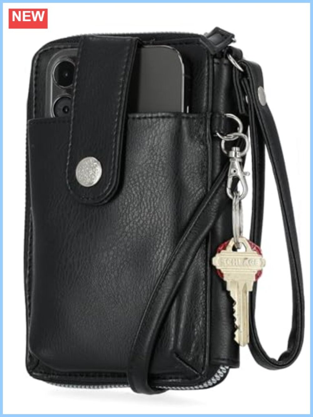 Womens RFID Crossbody Wallet Vegan Leather Wristlet Travel Purse